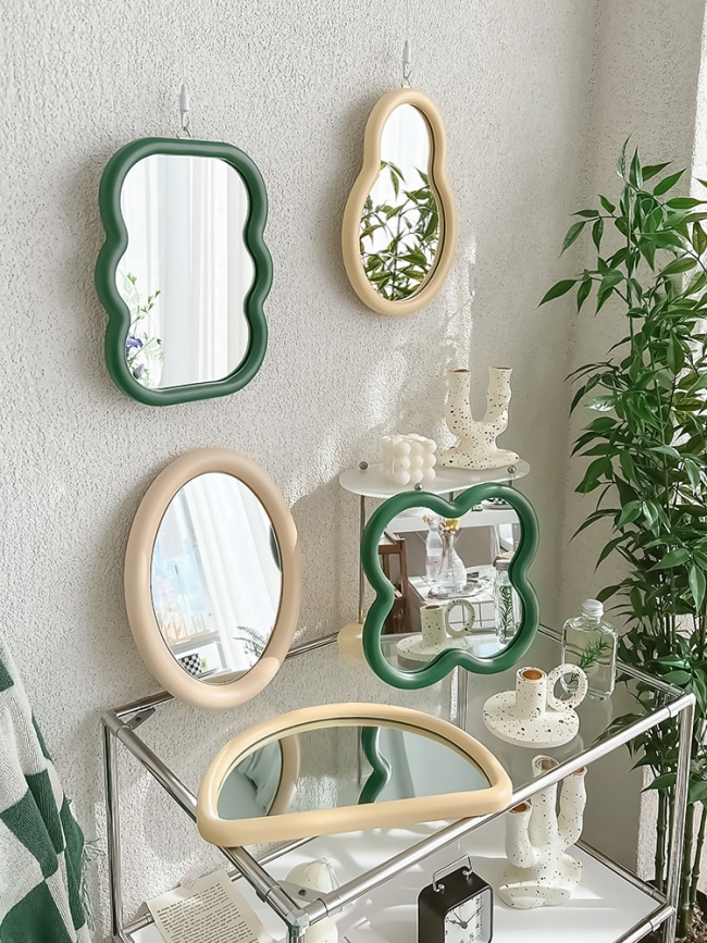 [SALE] 미드센추리모던 도형 벽거울 원목 화장대 현관 벽걸이 디자인 거울